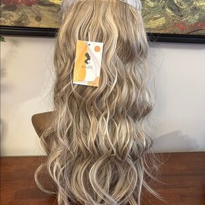20 inch invisible brown and bleach blonde hair extension